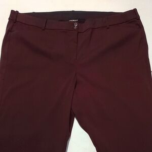 Lane Bryant Women's Stretch Mid Rise Straight Leg Burgundy Pants